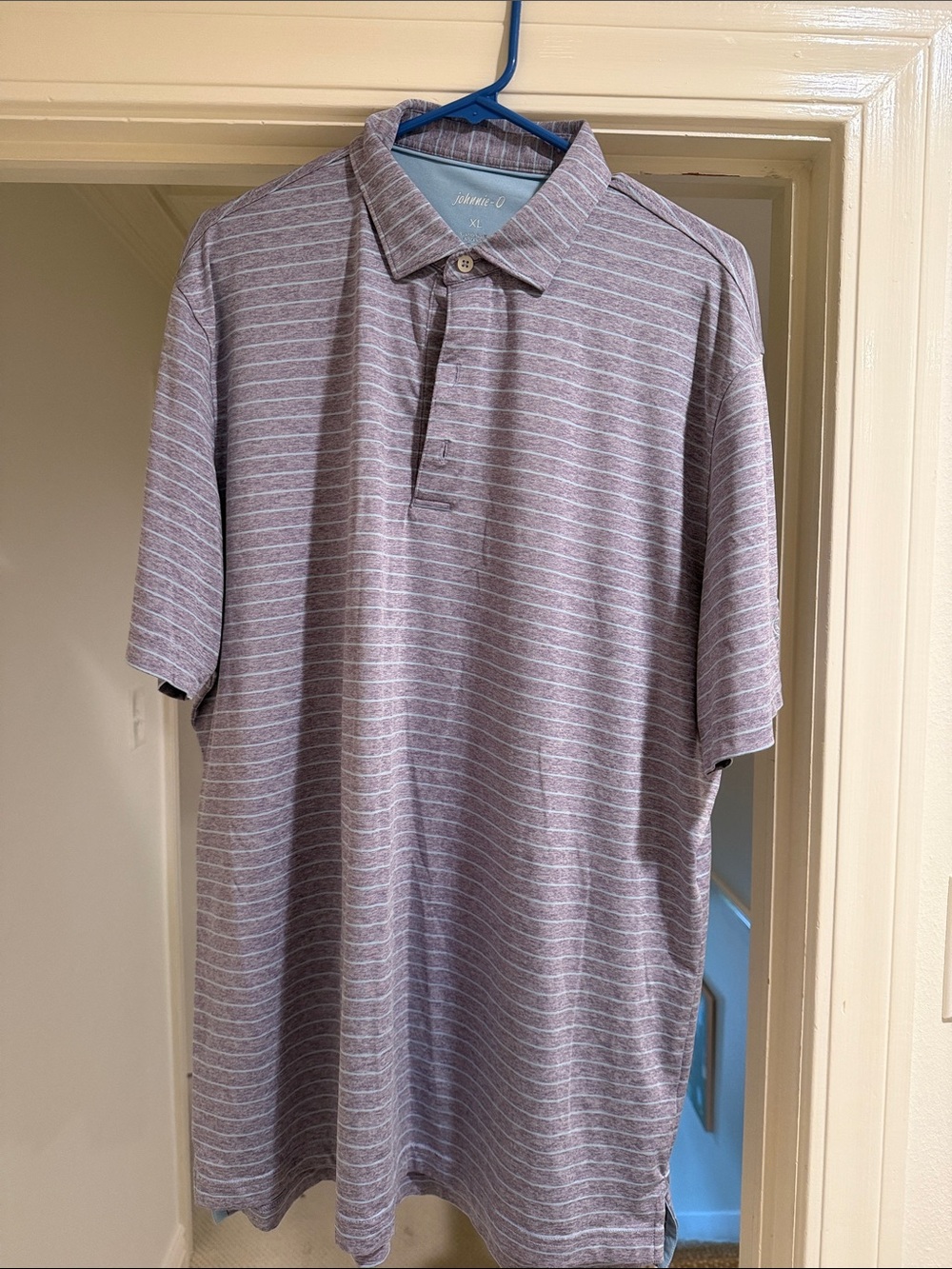 johnnie-O Lavender Heathered Stripe Polo